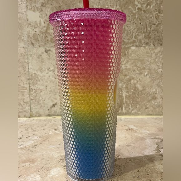 NWT 🌈 Rainbow Studded Tumbler Cold Drink Colorful 24oz - Picture 2 of 10